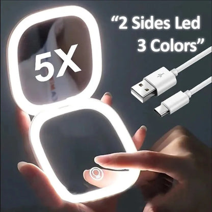 Rechargeable and foldable LED Light Cosmetic Mirror