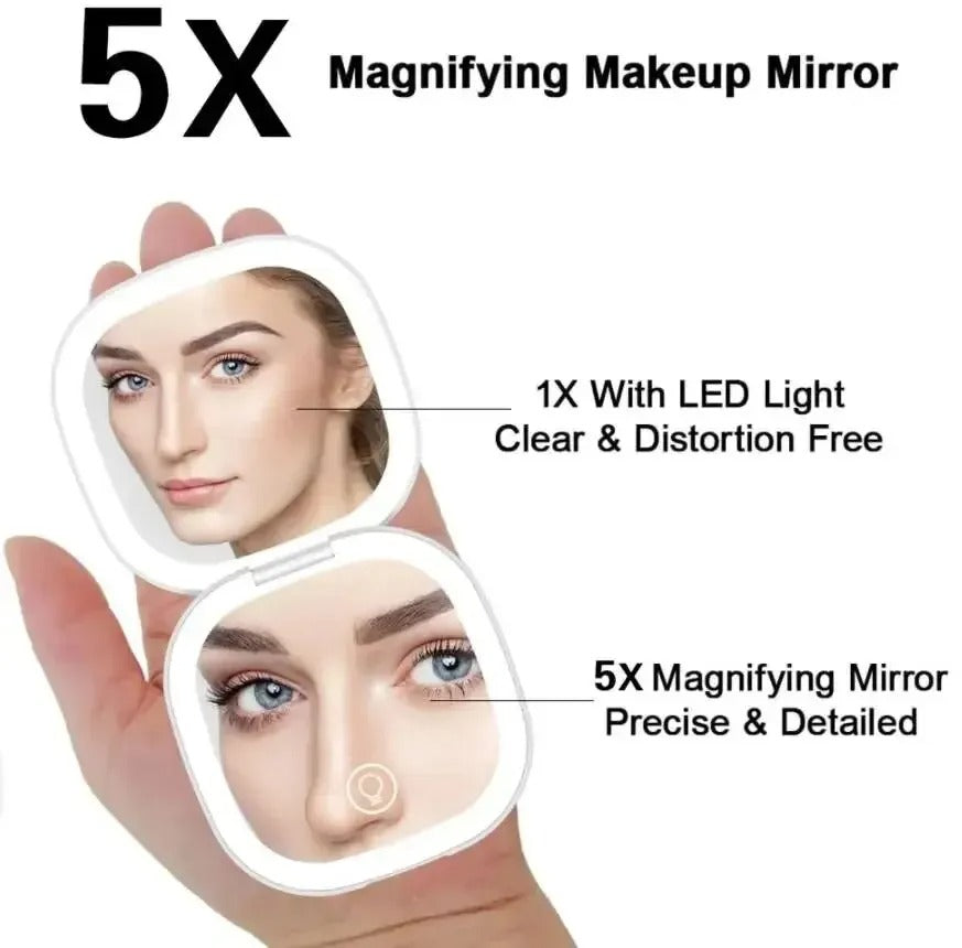 Rechargeable and foldable LED Light Cosmetic Mirror