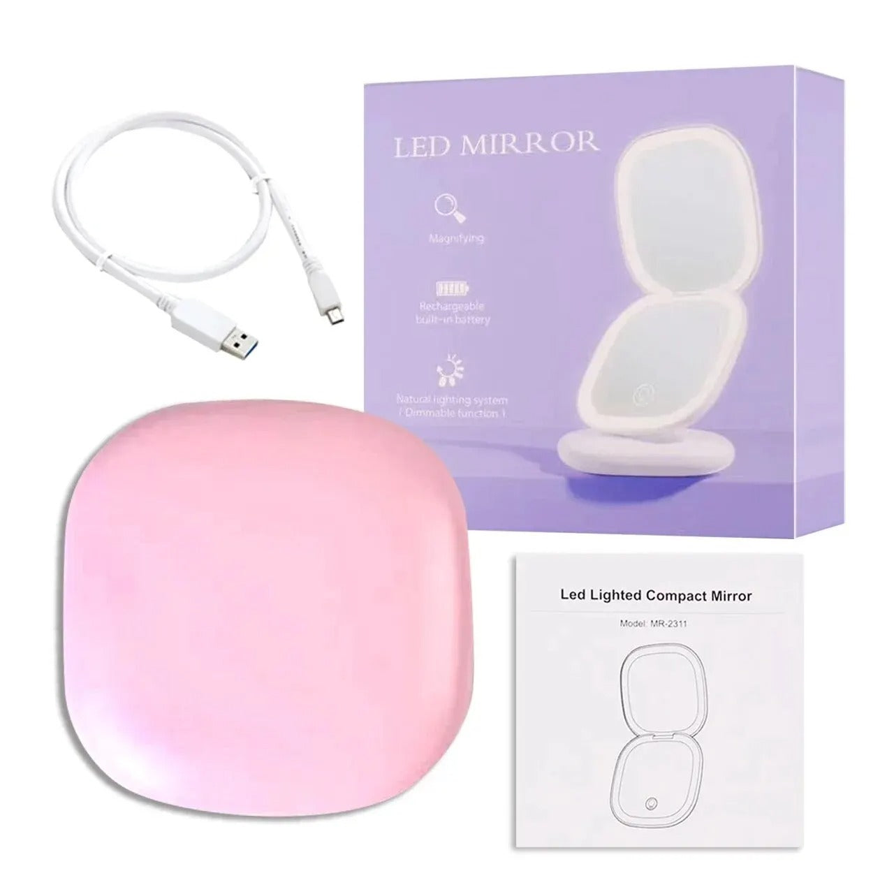 Rechargeable and foldable LED Light Cosmetic Mirror